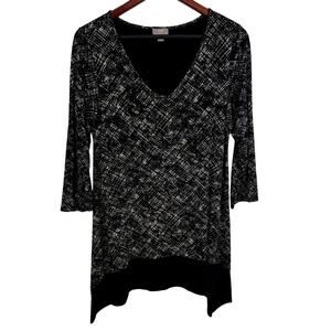 J.Jill Wearever Collection Sz Medium Soft Black White Stretchy Blouse Shirt Top